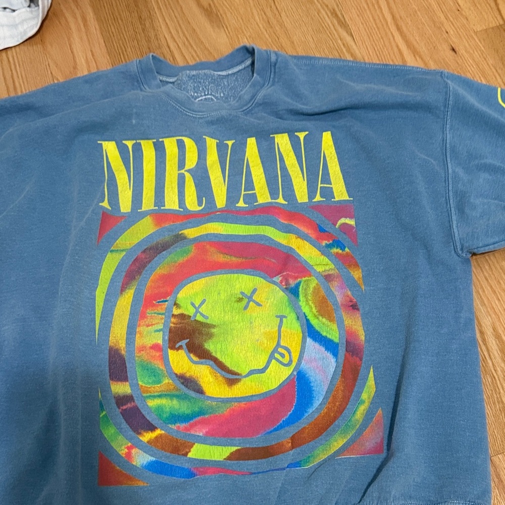 NIRVANA Blue Multicolor Graphic Sweater
